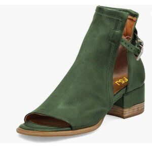 FSJ Green Peep Open Toe Cut Out Buckle Ankle Bootie Block Low Heel Sandal